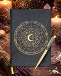 Astrology Wheel Journal with Black Obsidian Crystal Chip Pen