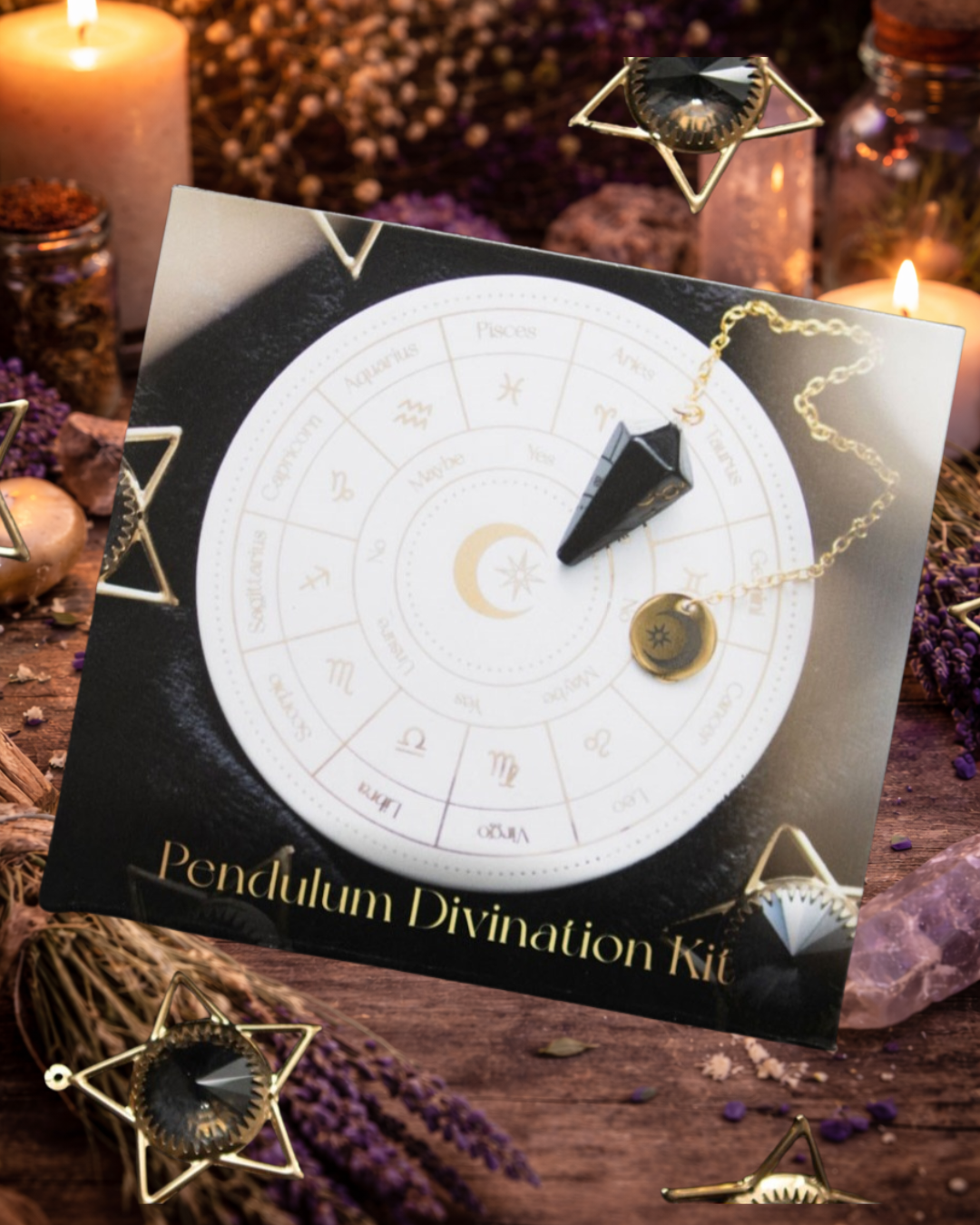 Astrology Wheel Divination Kit – Ceramic Dish & Crystal Pendant | Something Different