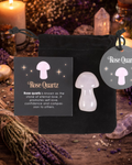 Rose Quartz Mushroom Crystal — Gift Set with Velvet Pouch & Info Card