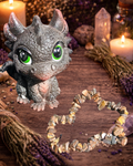 Baby Dragonling Figurine with Tiger's Eye Crystal Chip Bracelet