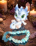 Blue Baby Dragonling Figurine with Amazonite Crystal Chip Bracelet