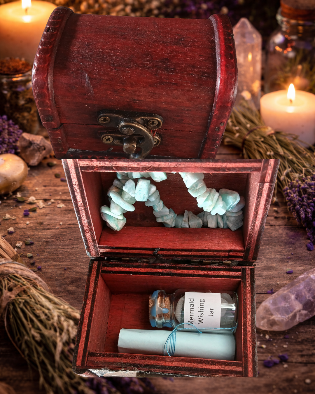Mermaid Wish Treasure Chest Gift Set — Vintage Red Box
