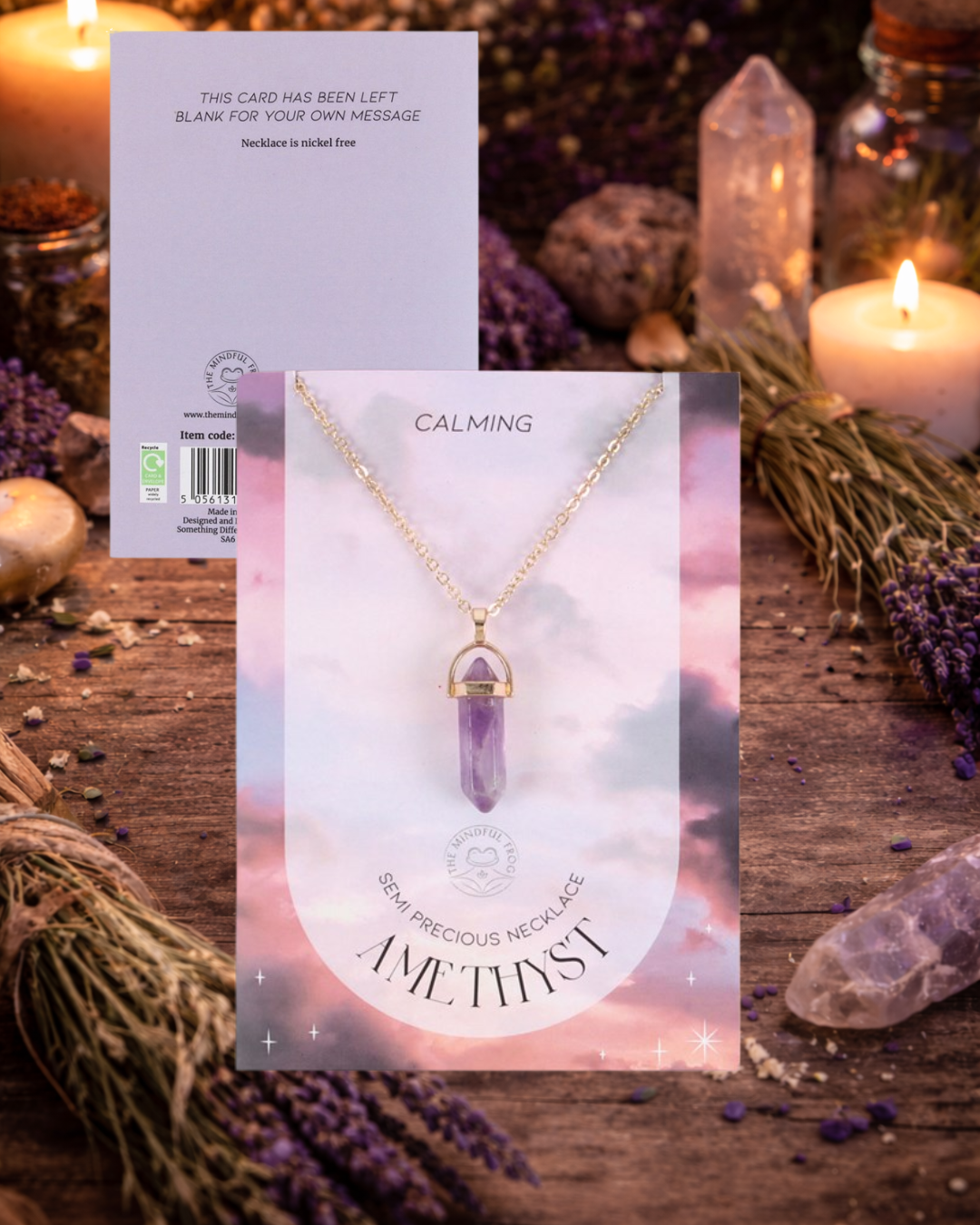 Amethyst Crystal Necklace Greeting Card