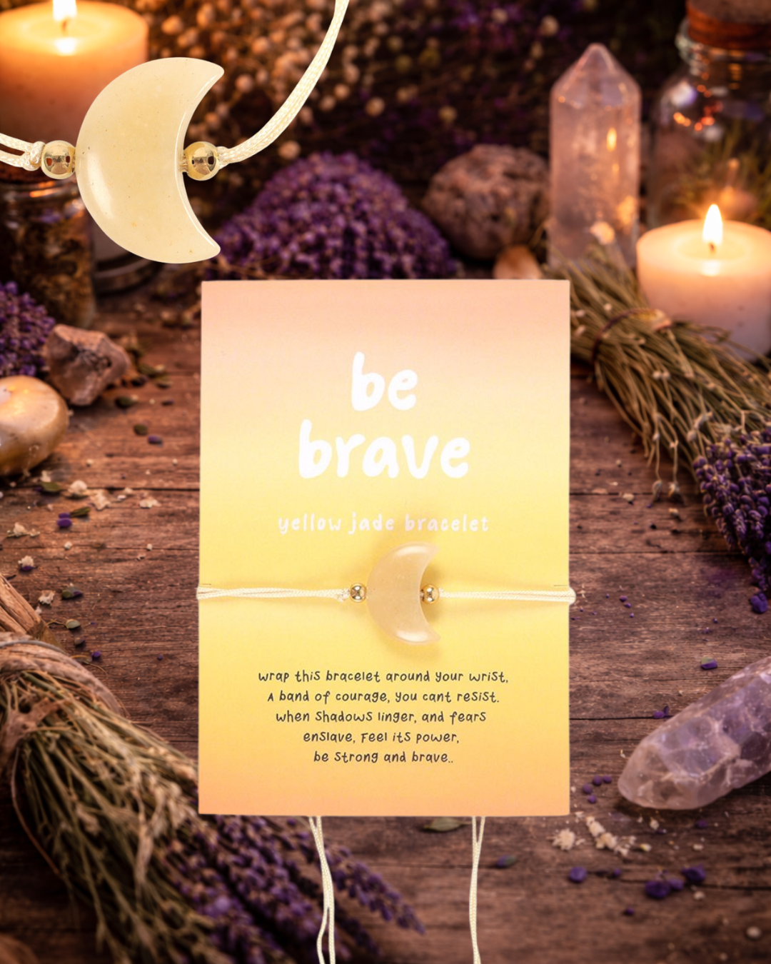 Be Brave Yellow Jade Crystal Moon Bracelet