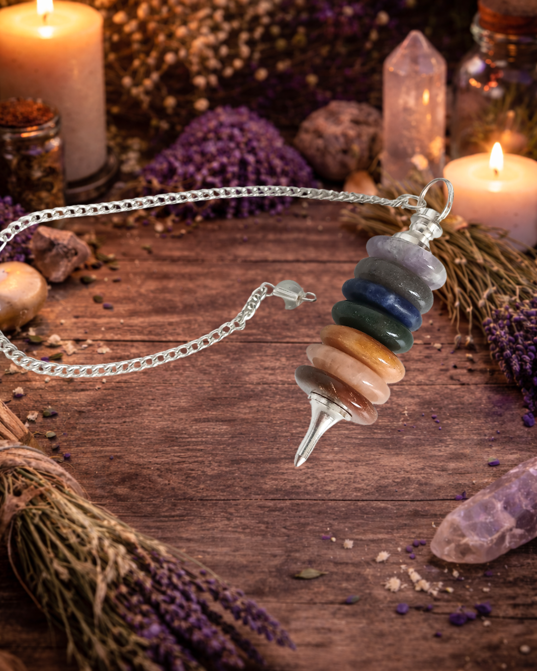 Chakra Disc Gemstone Pendulum