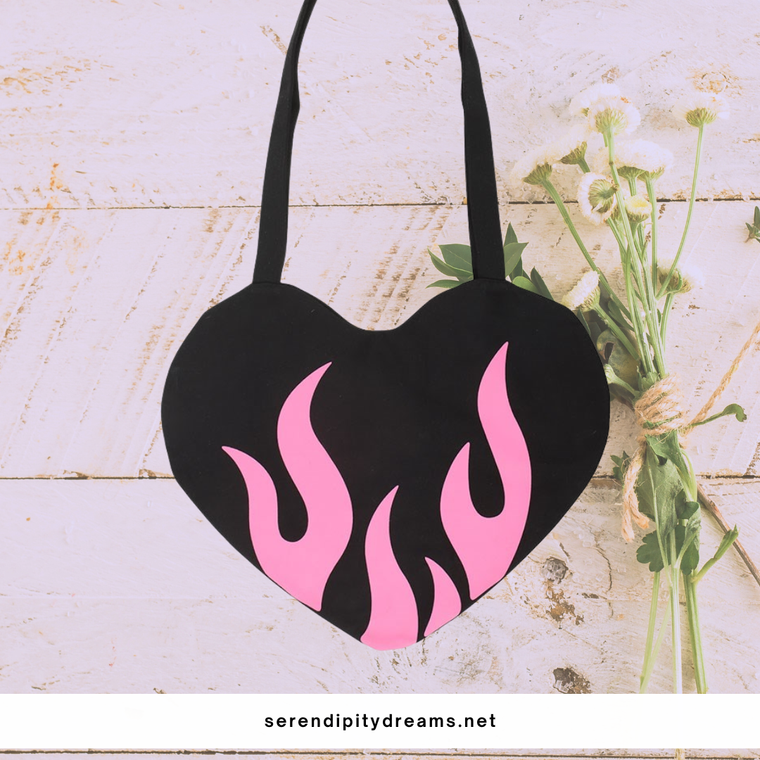 Burning Heart Tote Bag - Rebel Romance