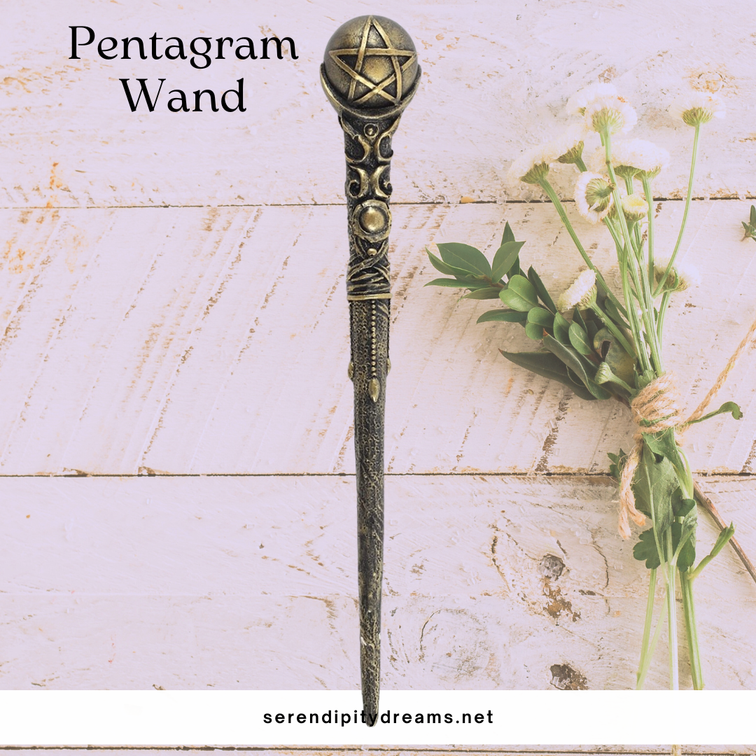 Bronze Pentagram Resin Wand - 24cm