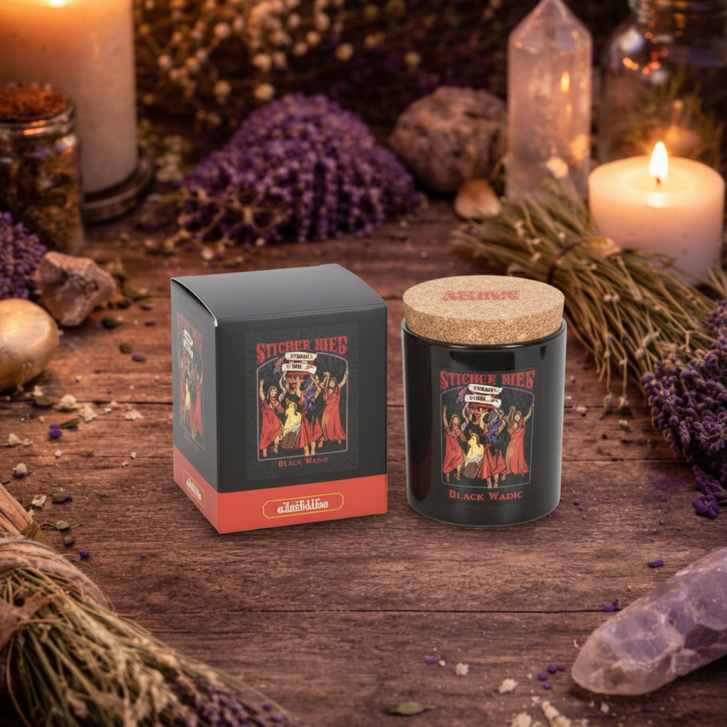 Steven Rhodes Oat Milk Latte Scented Candle on altar background