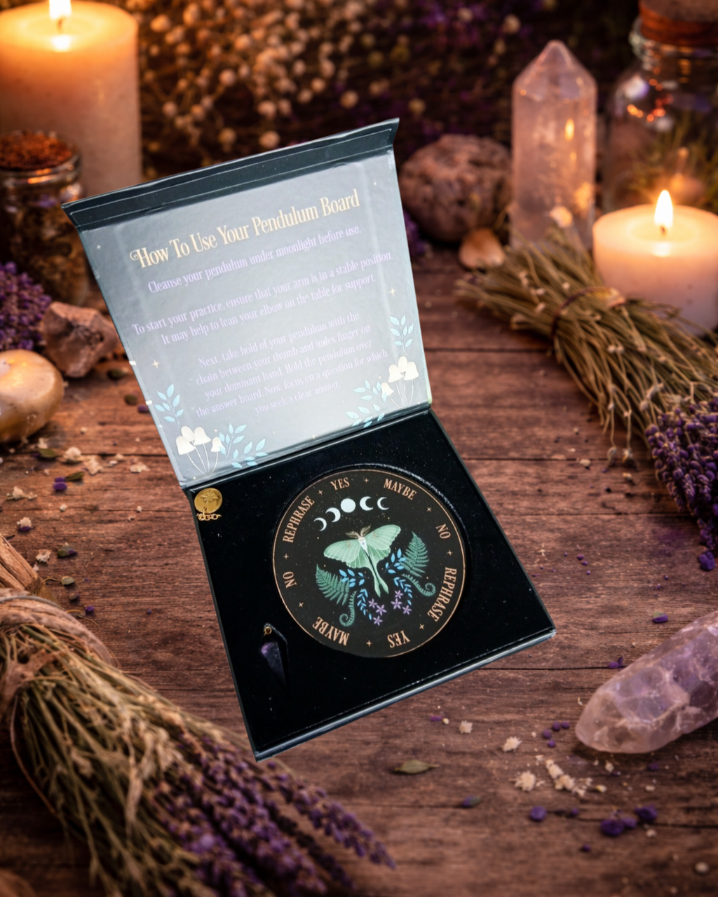 Luna Moth Pendulum Divination Kit - Dark Forest