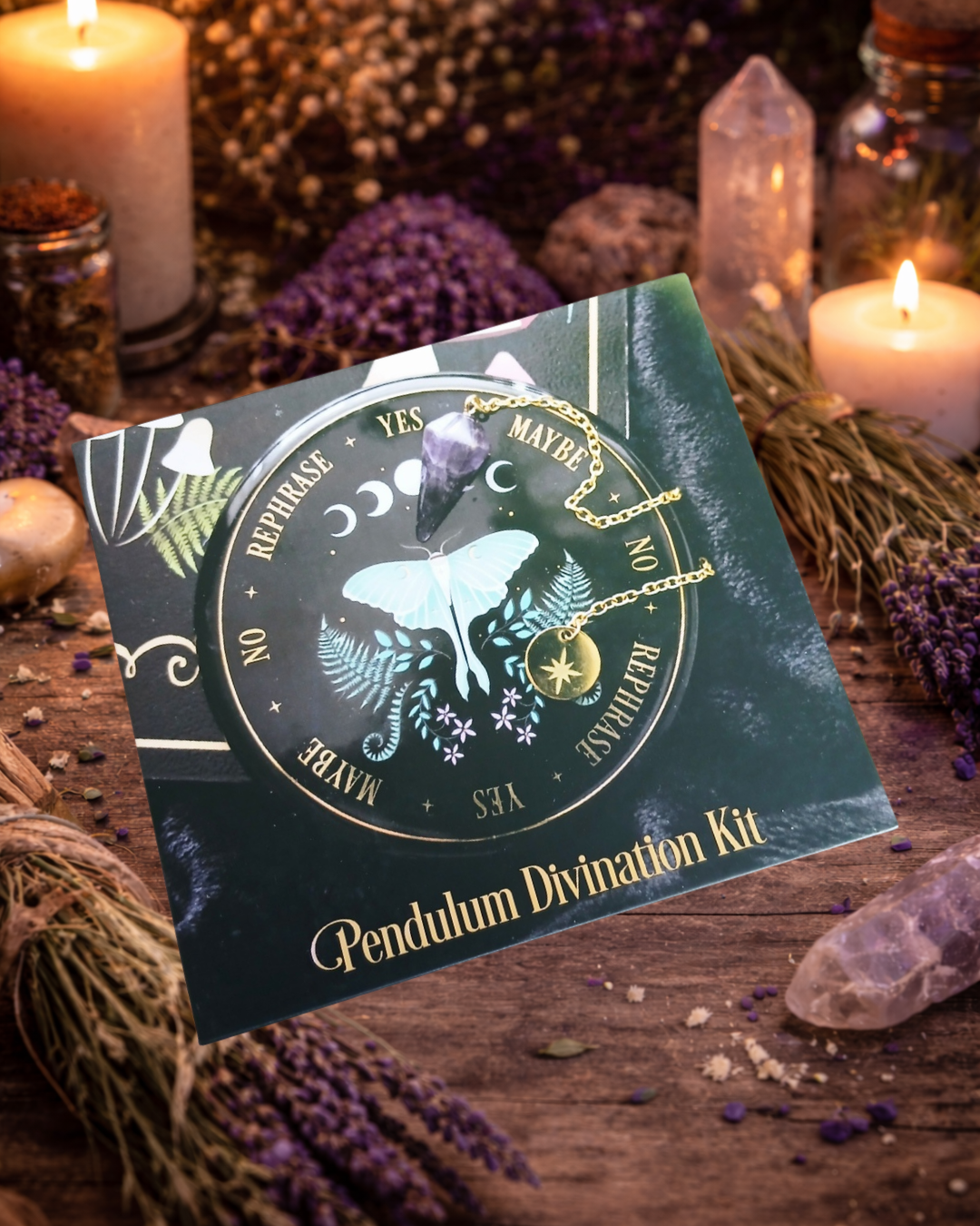 Luna Moth Pendulum Divination Kit - Dark Forest