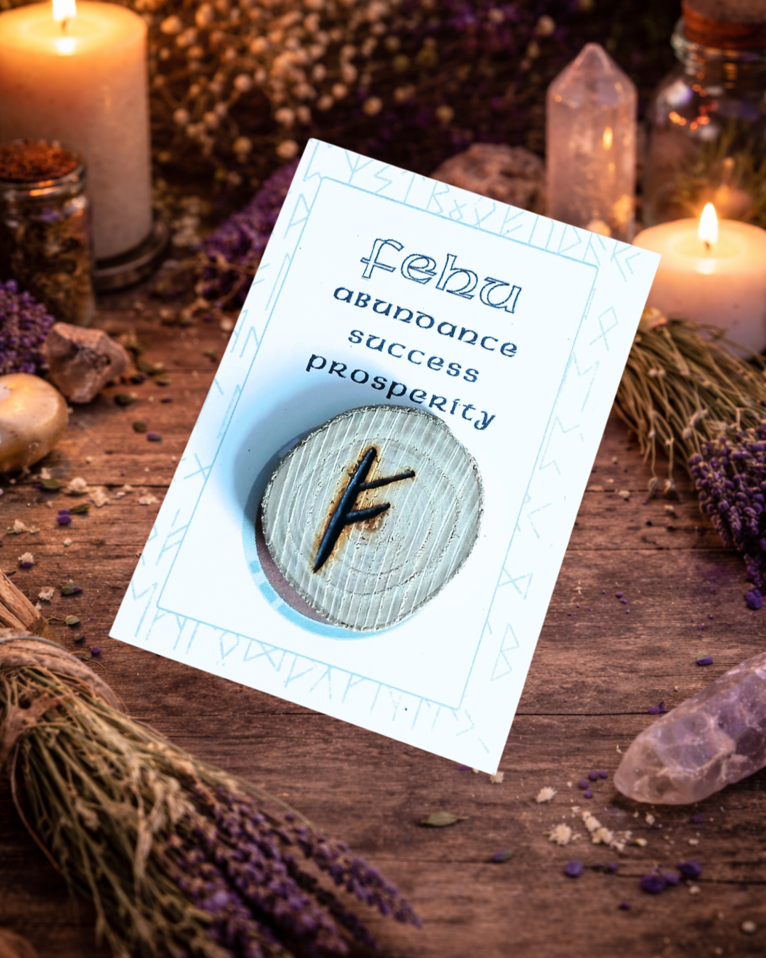 Fehu Rune of Abundance - Handmade Wooden Pocket Rune