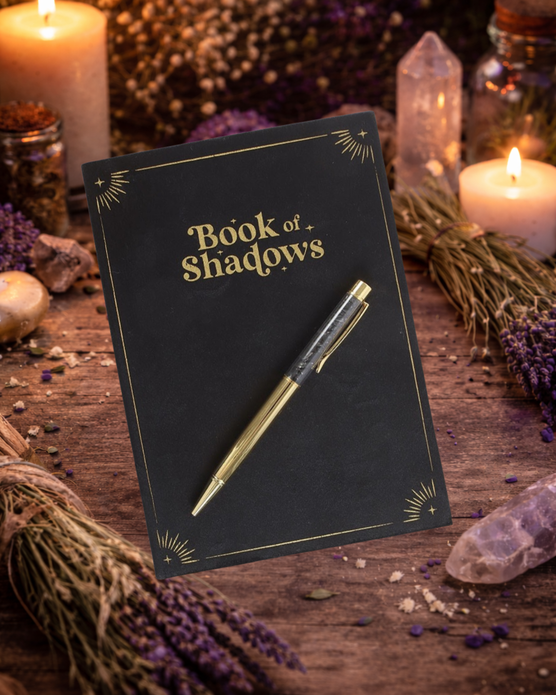 Book of Shadows Journal with Black Obsidian Pen