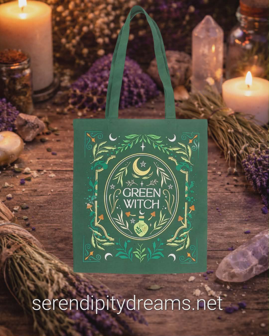 Green Witch Tote Bag