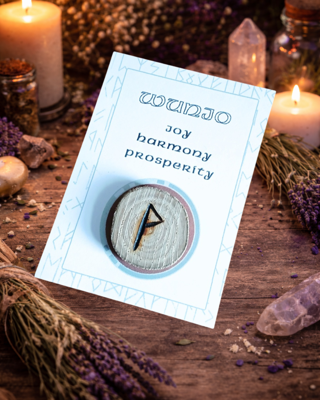 Wunjo Rune of Joy - Handmade Wooden Pocket Rune